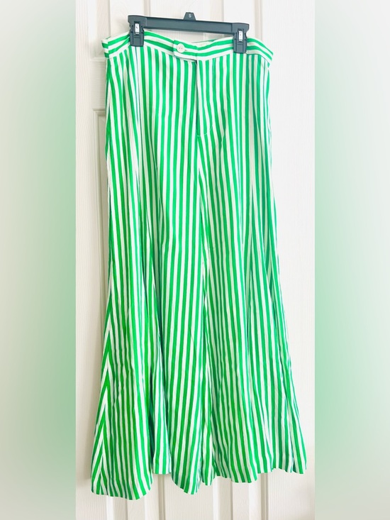 Anthropologie Green and White Striped Wide Leg Pants - Picture 5 of 10